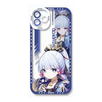 Q Style Genshin Phone Case - Cute Transparent Silicone Full Camera Protection All Round Defense Non Slip Cover - Anime Character Design [Specify Phone Model]
