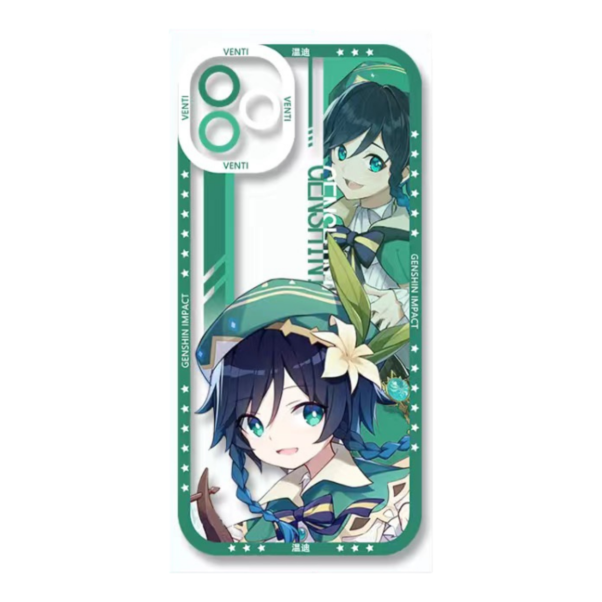 Q Style Genshin Phone Case - Cute Transparent Silicone Full Camera Protection All Round Defense Non Slip Cover - Anime Character Design [Specify Phone Model]