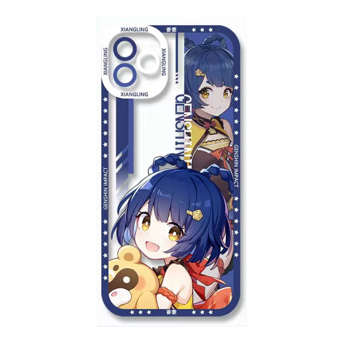 Q Style Genshin Phone Case - Cute Transparent Silicone Full Camera Protection All Round Defense Non Slip Cover - Anime Character Design [Specify Phone Model]