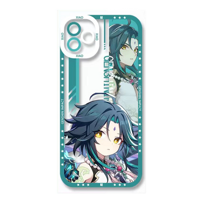 Q Style Genshin Phone Case - Cute Transparent Silicone Full Camera Protection All Round Defense Non Slip Cover - Anime Character Design [Specify Phone Model]