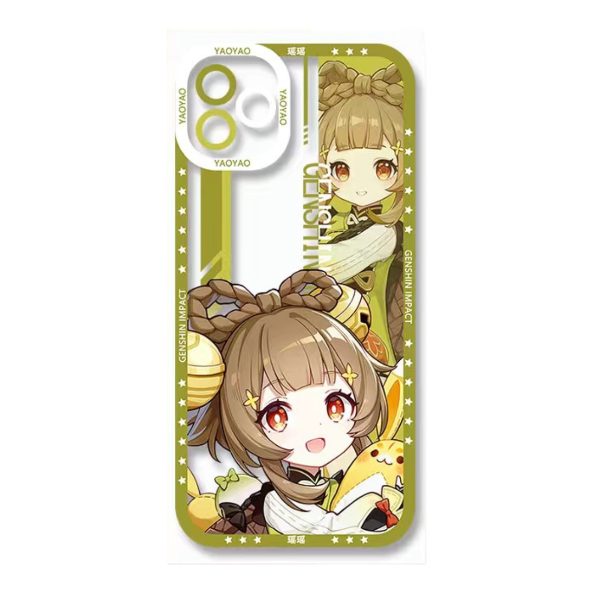 Q Style Genshin Phone Case - Cute Transparent Silicone Full Camera Protection All Round Defense Non Slip Cover - Anime Character Design [Specify Phone Model]