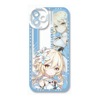 Q Style Genshin Phone Case - Cute Transparent Silicone Full Camera Protection All Round Defense Non Slip Cover - Anime Character Design [Specify Phone Model]
