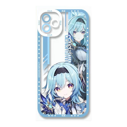 Q Style Genshin Phone Case - Cute Transparent Silicone Full Camera Protection All Round Defense Non Slip Cover - Anime Character Design [Specify Phone Model]