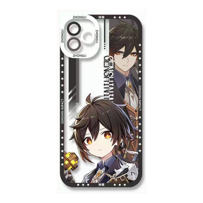 Q Style Genshin Phone Case - Cute Transparent Silicone Full Camera Protection All Round Defense Non Slip Cover - Anime Character Design [Specify Phone Model]