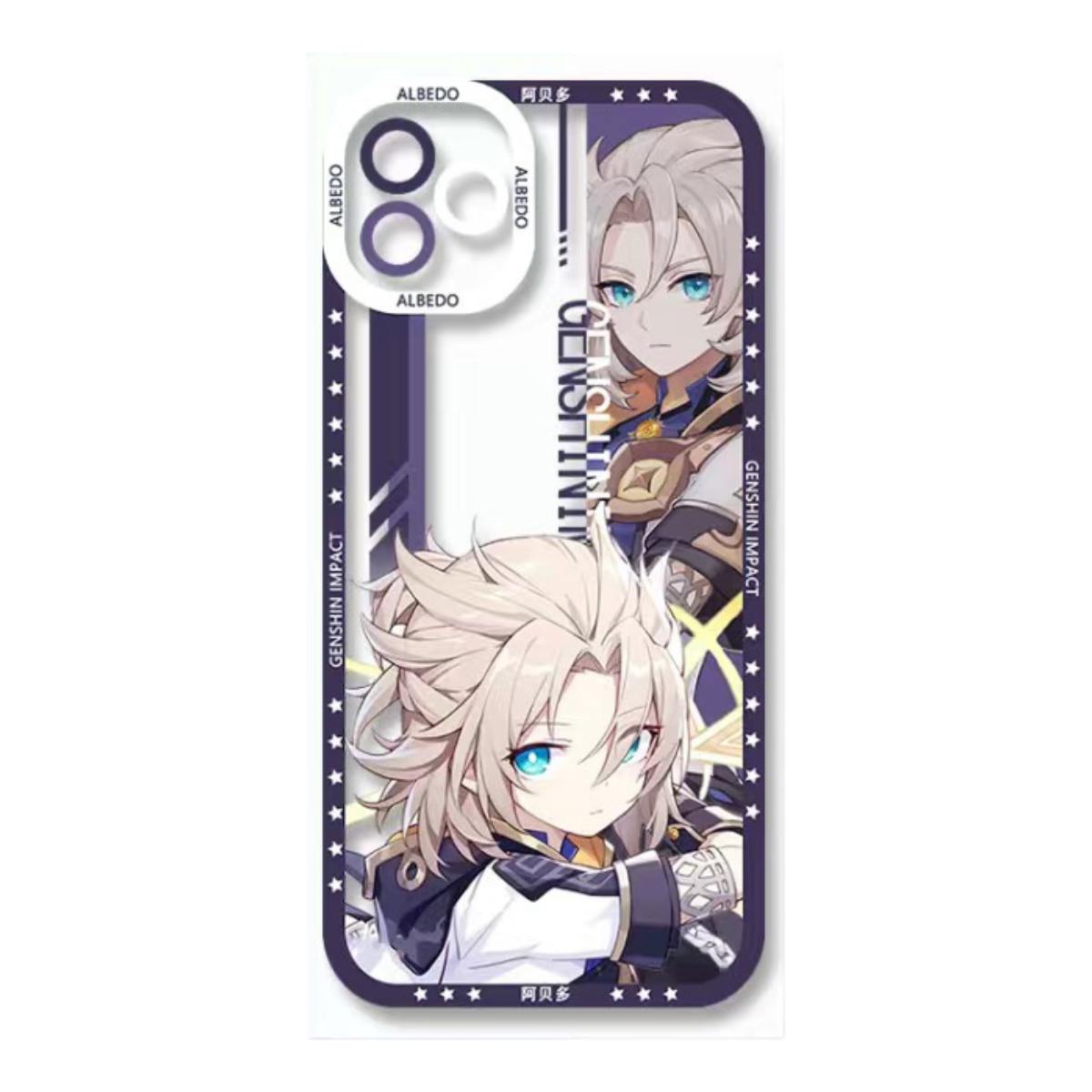 Q Style Genshin Phone Case - Cute Transparent Silicone Full Camera Protection All Round Defense Non Slip Cover - Anime Character Design [Specify Phone Model]
