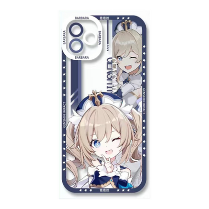 Q Style Genshin Phone Case - Cute Transparent Silicone Full Camera Protection All Round Defense Non Slip Cover - Anime Character Design [Specify Phone Model]
