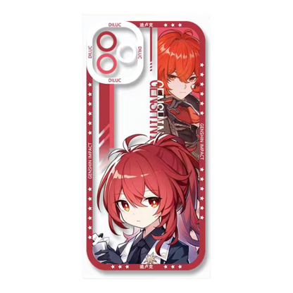 Q Style Genshin Phone Case - Cute Transparent Silicone Full Camera Protection All Round Defense Non Slip Cover - Anime Character Design [Specify Phone Model]