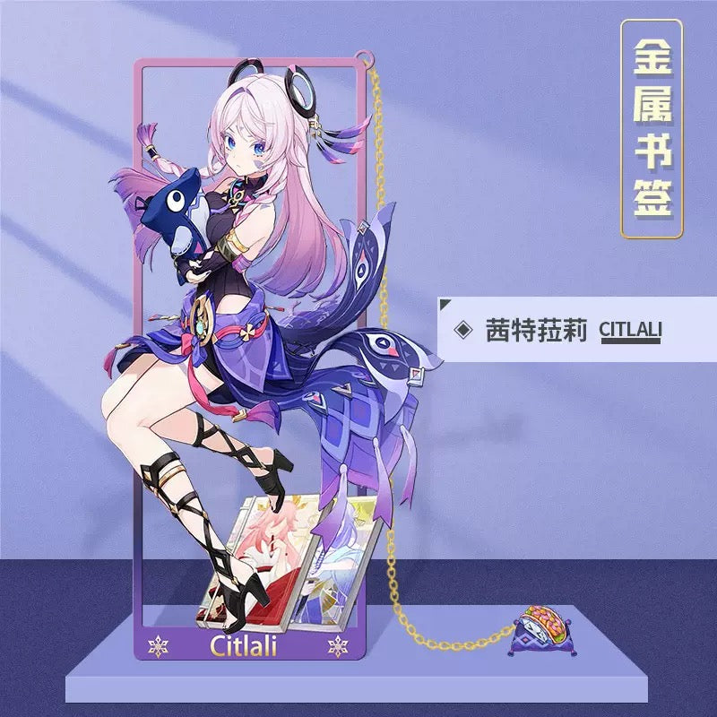 Genshin Impact Amber Metal Bookmark - Anime Figure Merch with 3D Display Box - Birthday Gifts for Fans Friends Gamer Book Lovers - Zllada