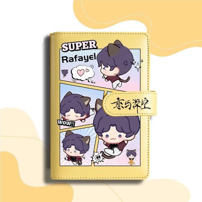 Yellow Love Deepspace Planner Journal - Blue A6 PU Leather Binder with 80 Sheets (160 Pages) Grid Lines - Chibi Design for Fitness Daily Plans Fan Gifts - Zllada