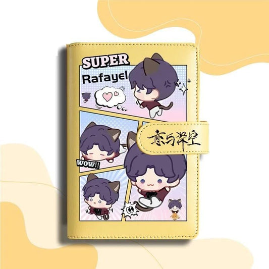 Yellow Love Deepspace Planner Journal - Blue A6 PU Leather Binder with 80 Sheets (160 Pages) Grid Lines - Chibi Design for Fitness Daily Plans Fan Gifts - Zllada