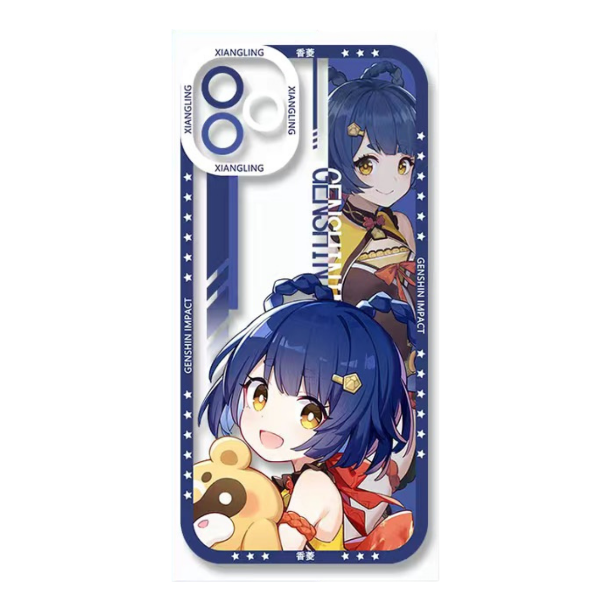 Xiangling Genshin Impact Phone Case Laptop screen protector  protective cover - Q Style Cute Anime Character Design - Transparent Silicone Full Camera Protection All Round Defense Non Slip Cover - Zllada