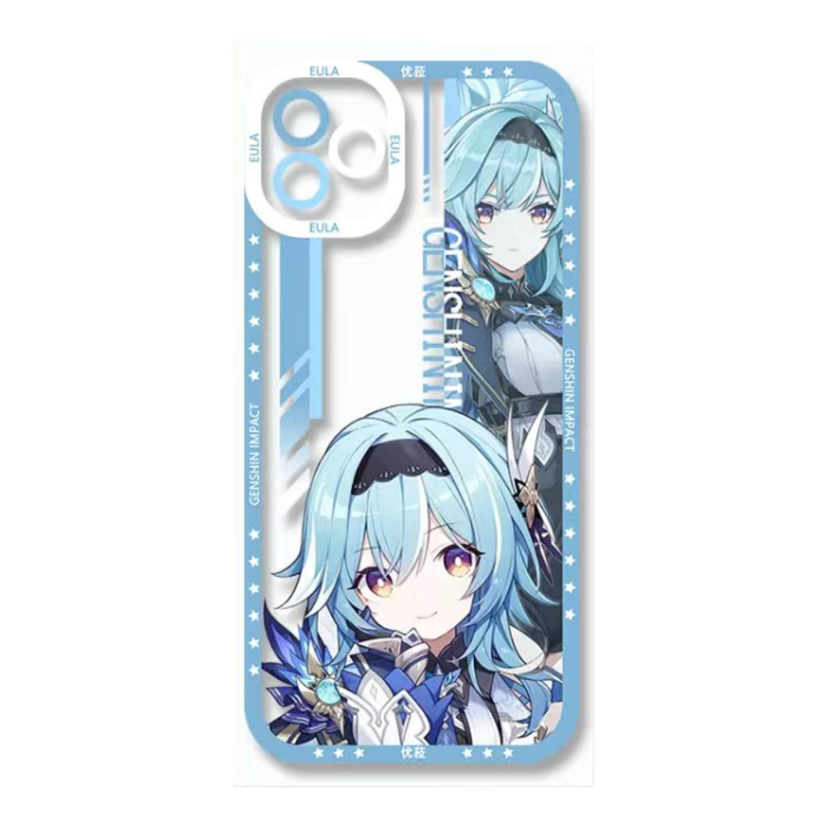 Eula Genshin Impact Phone Case Laptop screen protector  protective cover - Q Style Cute Anime Character Design - Transparent Silicone Full Camera Protection All Round Defense Non Slip Cover - Zllada