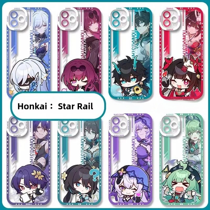 Black Swan Q Style Honkai Star Rail Phone Case - Compatible with iPhone 16 15 14 13 12 11 Series - Transparent Silicone, Honkai Star Rail Merchandise for Various Models-Zllada