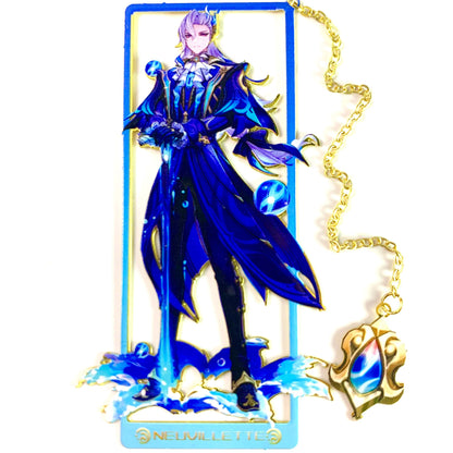 Genshin Art Brass Metal Bookmark - Anime Figure Merch with 3D Display Box - Birthday Gifts for Fans Friends Gamer Book Lovers - Zllada