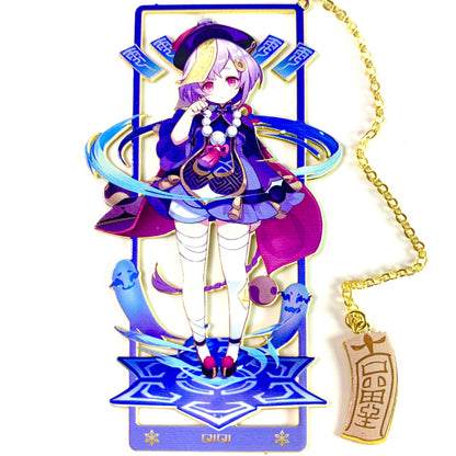 Genshin Art Brass Metal Bookmark - Anime Figure Merch with 3D Display Box - Birthday Gifts for Fans Friends Gamer Book Lovers - Zllada