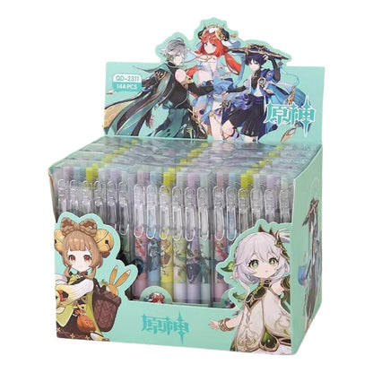 Genshin Gel Pens - Black 6 Styles 12-Piece Set with 10 Refills - HuTao Ganyu YaeMiko Beelzebul Ayaka Nahida - Gift for Fans - Zllada