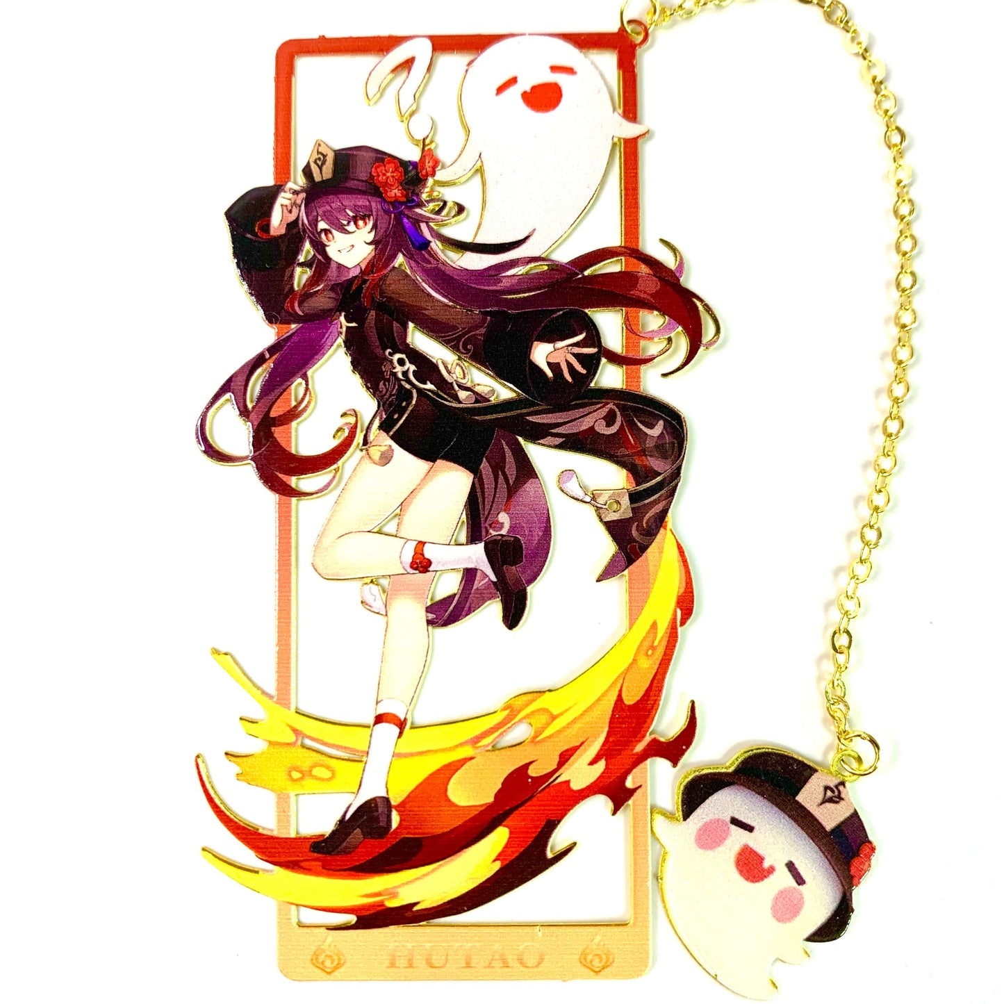 Genshin Art Brass Metal Bookmark - Anime Figure Merch with 3D Display Box - Birthday Gifts for Fans Friends Gamer Book Lovers - Zllada