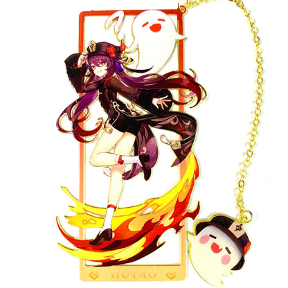 Genshin Art Brass Metal Bookmark - Anime Figure Merch with 3D Display Box - Birthday Gifts for Fans Friends Gamer Book Lovers - Zllada