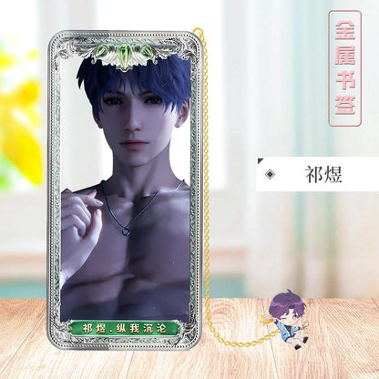 Love Deepspace Stellar Odyssey Bookmarks - Brass Character Collection Zayne Xavier Rafayel Sylus with 3D Cosmic Display, Sci-Fi Romance Merchandise for Fans - Zllada