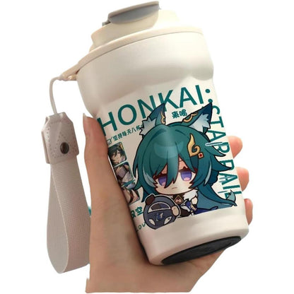 Star Rail  Travel Mug Sparkle - 316 Stainless Steel Insulated Coffee Cup with Dual-Use Lid - Leak-Proof Design & Portable Hand Strap - Anime Gaming Gift for Fans