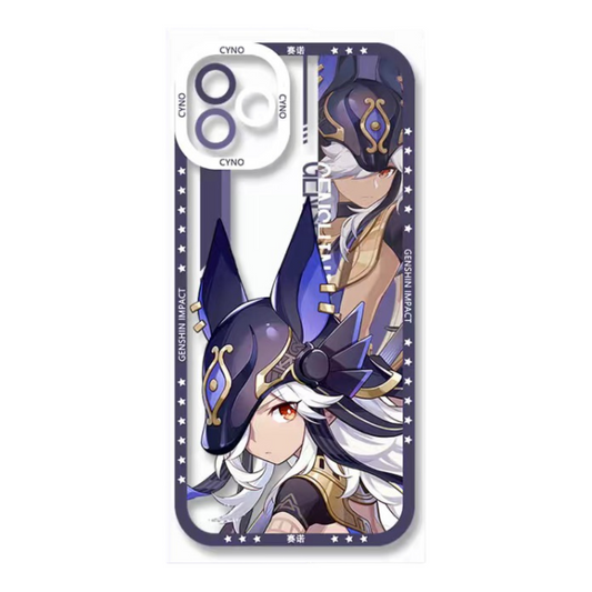 Cyno Genshin Impact Phone Case Laptop screen protector  protective cover - Q Style Cute Anime Character Design - Transparent Silicone Full Camera Protection All Round Defense Non Slip Cover - Zllada