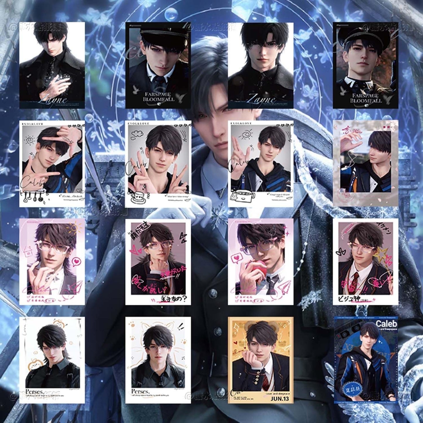 108 Pcs Caleb Love Deepspace Instant Photo Stickers - Waterproof DIY Decals for Laptop, Fridge, Decor Zayne Xavier Rafayel Sylus Caleb - Cute Anime Fan Gift - Zllada