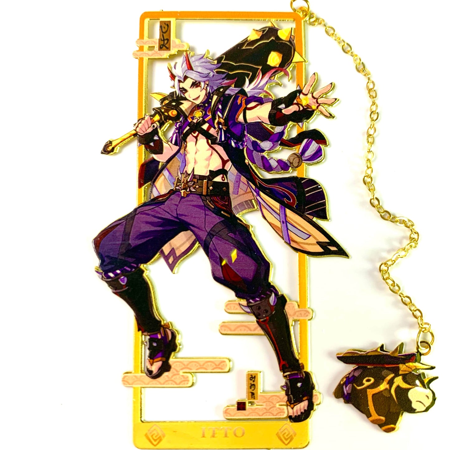 Genshin Art Brass Metal Bookmark - Anime Figure Merch with 3D Display Box - Birthday Gifts for Fans Friends Gamer Book Lovers - Zllada