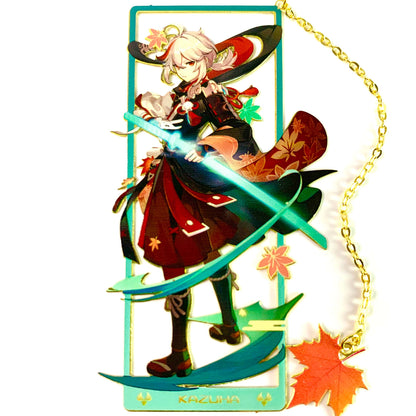 Genshin Art Brass Metal Bookmark - Anime Figure Merch with 3D Display Box - Birthday Gifts for Fans Friends Gamer Book Lovers - Zllada