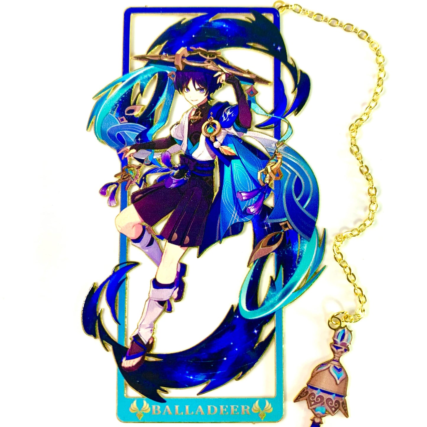 Genshin Art Brass Metal Bookmark - Anime Figure Merch with 3D Display Box - Birthday Gifts for Fans Friends Gamer Book Lovers - Zllada