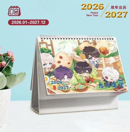 Love Deepspace Calendar 2026-2027 Two-Year Desk Organizer - Anime Character Designs Thick Glossy Paper - Stylish Desktop Gift for Fans -Zllada