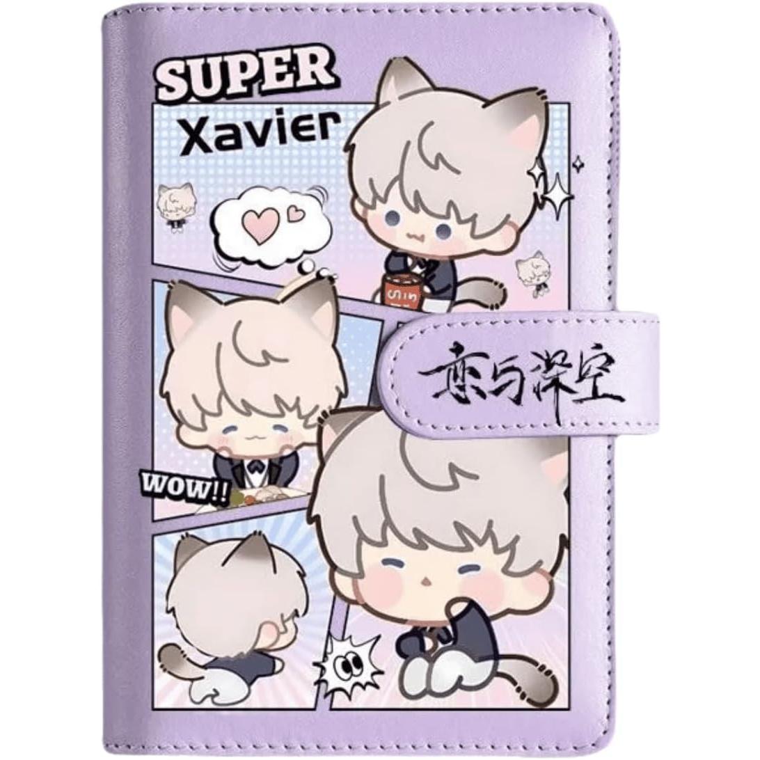 Purple Love Deepspace Planner Journal - Blue A6 PU Leather Binder with 80 Sheets (160 Pages) Grid Lines - Chibi Design for Fitness Daily Plans Fan Gifts - Zllada