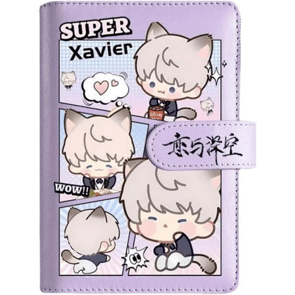 Purple Love Deepspace Planner Journal - Blue A6 PU Leather Binder with 80 Sheets (160 Pages) Grid Lines - Chibi Design for Fitness Daily Plans Fan Gifts - Zllada