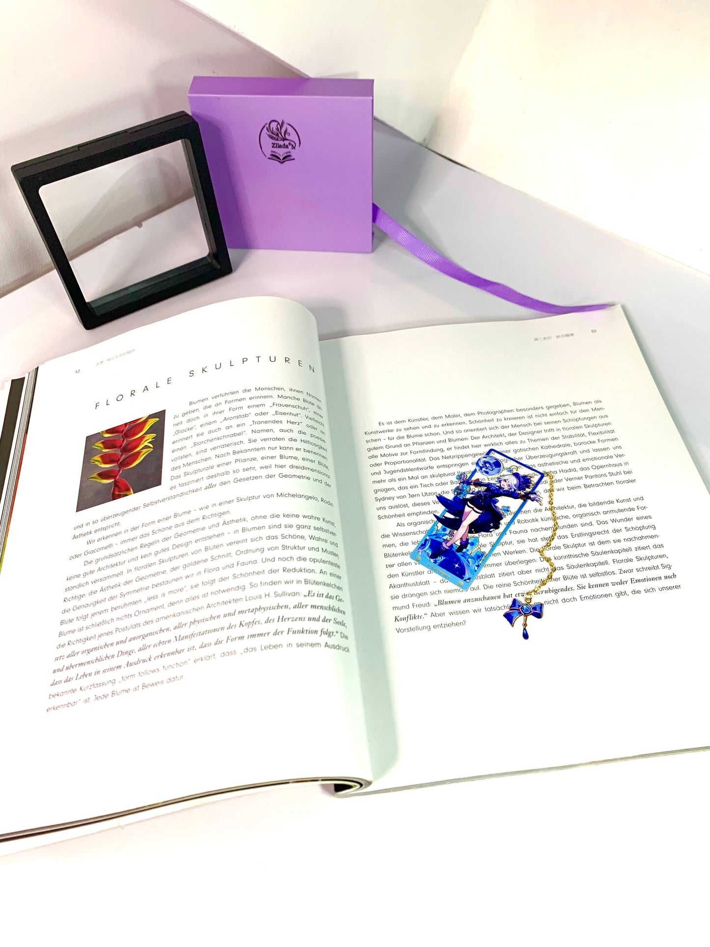 Genshin Art Brass Metal Bookmark - Anime Figure Merch with 3D Display Box - Birthday Gifts for Fans Friends Gamer Book Lovers - Zllada