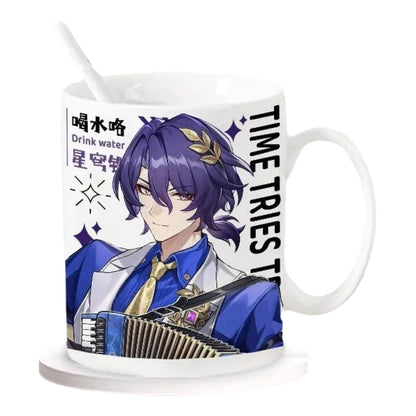 Star Rail  Ceramic Mug - 330ml Handle Coffee Mug Cup Set with Spoon & Coaster Suitable for Offices, Homes, Indoor Settings- Gift for Anime Star Rail Fans