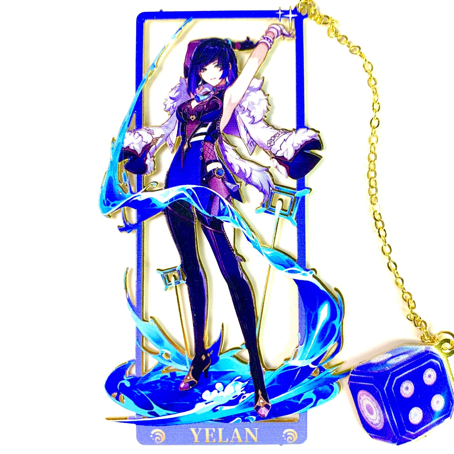 Genshin Art Brass Metal Bookmark - Anime Figure Merch with 3D Display Box - Birthday Gifts for Fans Friends Gamer Book Lovers - Zllada