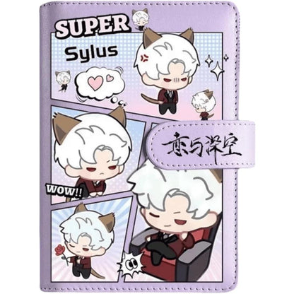 Purple Love Deepspace Planner Journal - Blue A6 PU Leather Binder with 80 Sheets (160 Pages) Grid Lines - Chibi Design for Fitness Daily Plans Fan Gifts - Zllada