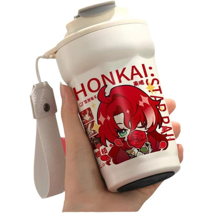 Star Rail  Travel Mug Sparkle - 316 Stainless Steel Insulated Coffee Cup with Dual-Use Lid - Leak-Proof Design & Portable Hand Strap - Anime Gaming Gift for Fans