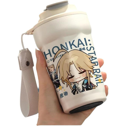 Star Rail  Travel Mug Sparkle - 316 Stainless Steel Insulated Coffee Cup with Dual-Use Lid - Leak-Proof Design & Portable Hand Strap - Anime Gaming Gift for Fans