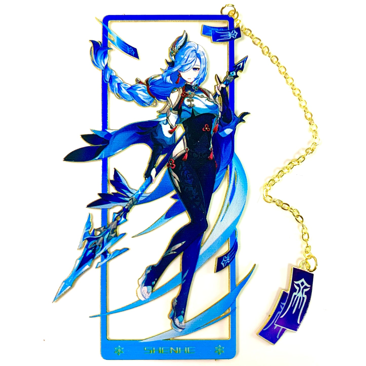 Genshin Art Brass Metal Bookmark - Anime Figure Merch with 3D Display Box - Birthday Gifts for Fans Friends Gamer Book Lovers - Zllada