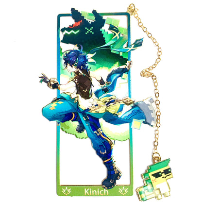 Genshin Art Brass Metal Bookmark - Anime Figure Merch with 3D Display Box - Birthday Gifts for Fans Friends Gamer Book Lovers - Zllada