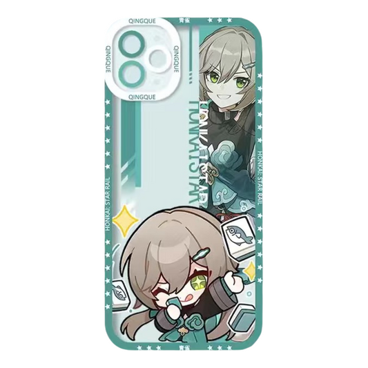 Qingque Q Style Honkai Star Rail Phone Case - Compatible with iPhone 16 15 14 13 12 11 Series - Transparent Silicone, Honkai Star Rail Merchandise for Various Models-Zllada