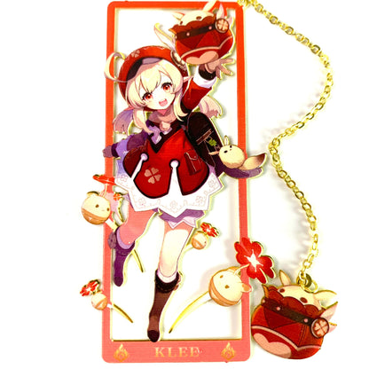 Genshin Art Brass Metal Bookmark - Anime Figure Merch with 3D Display Box - Birthday Gifts for Fans Friends Gamer Book Lovers - Zllada