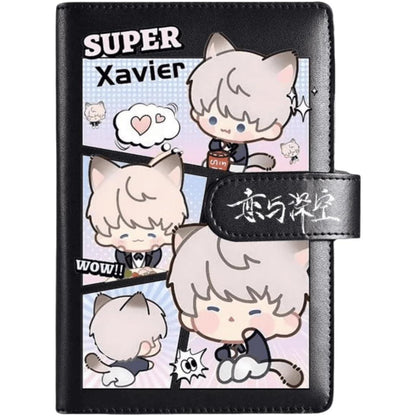 Black Love Deepspace Planner Journal - Blue A6 PU Leather Binder with 80 Sheets (160 Pages) Grid Lines - Chibi Design for Fitness Daily Plans Fan Gifts - Zllada