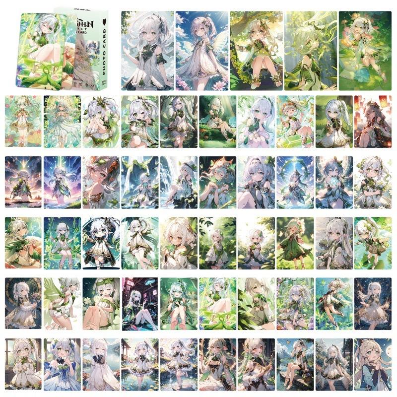 Genshin Holographic 50 Pcs Cards - 50 Anime-Style Collectible Cards for Fans and Gamers - Game-Themed Merchandise - Zllada