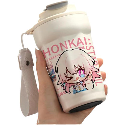 Star Rail  Travel Mug Sparkle - 316 Stainless Steel Insulated Coffee Cup with Dual-Use Lid - Leak-Proof Design & Portable Hand Strap - Anime Gaming Gift for Fans