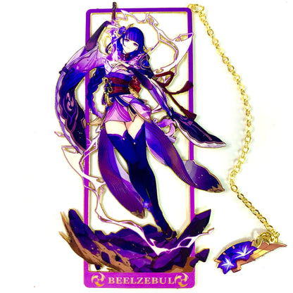 Genshin Art Brass Metal Bookmark - Anime Figure Merch with 3D Display Box - Birthday Gifts for Fans Friends Gamer Book Lovers - Zllada