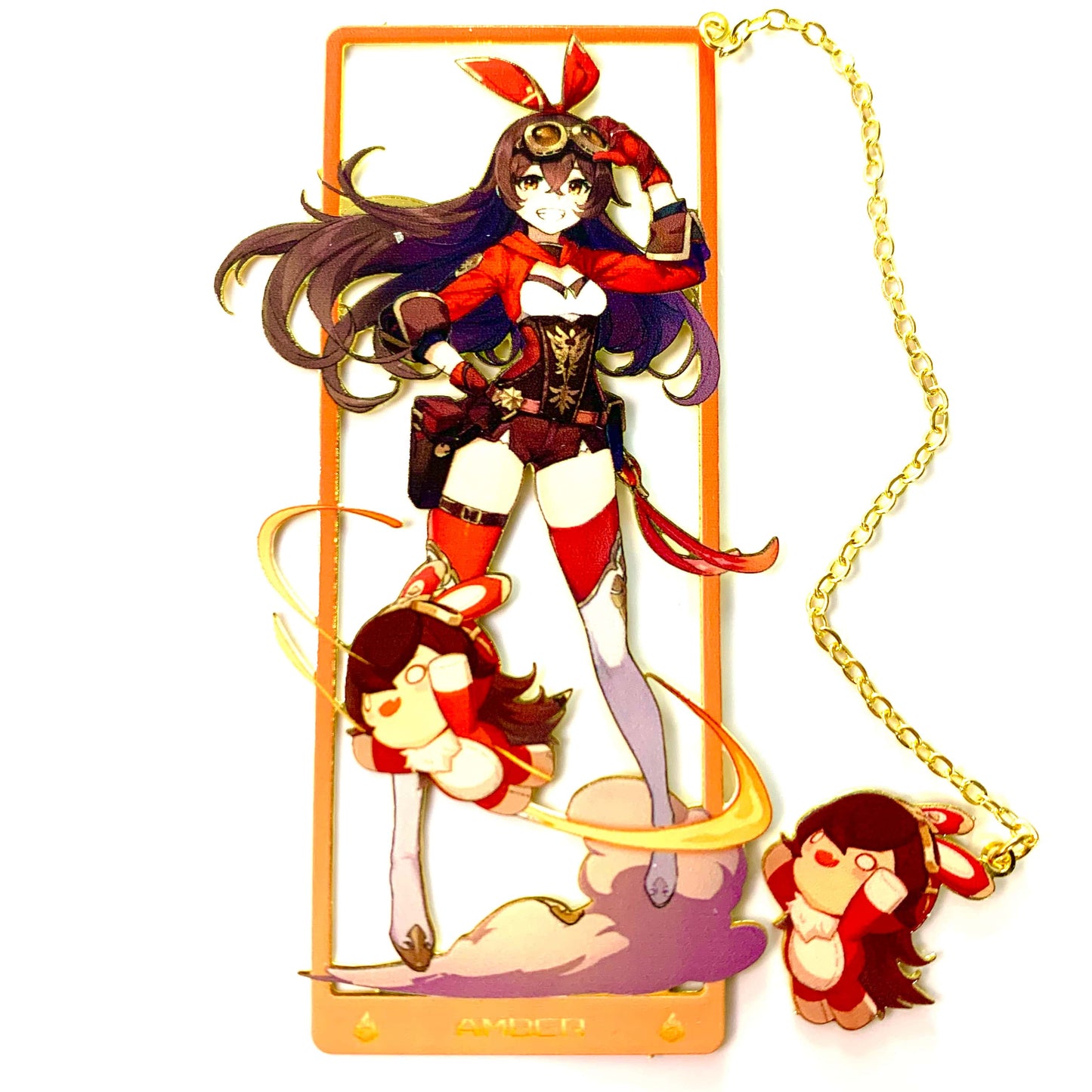 Genshin Art Brass Metal Bookmark - Anime Figure Merch with 3D Display Box - Birthday Gifts for Fans Friends Gamer Book Lovers - Zllada