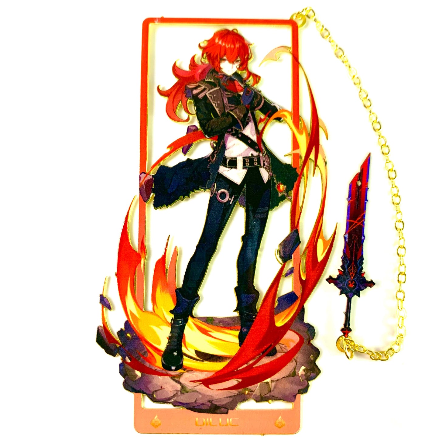 Genshin Art Brass Metal Bookmark - Anime Figure Merch with 3D Display Box - Birthday Gifts for Fans Friends Gamer Book Lovers - Zllada