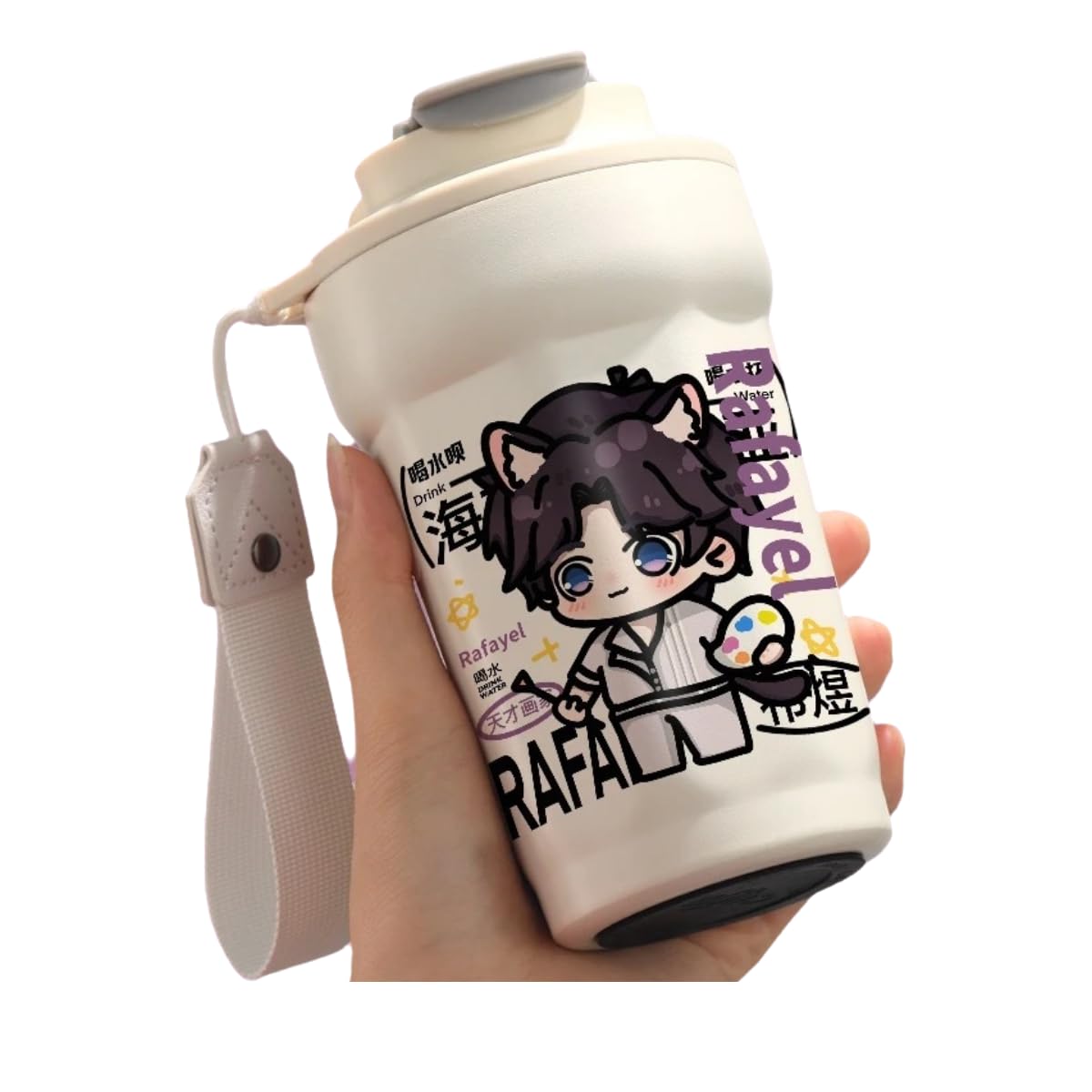 Love Deepspace Mug Cup - 480ml Travel Cold Hot Drinks - 316 Stainless Steel Insulated Coffee Cup with Dual-Use Lid - Leak-Proof Design & Portable Hand Strap - Anime Game Gift for Fans