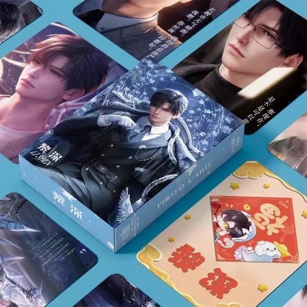 Love Deepspace Cards - 55-Piece Holographic Trading Collector Set with Scratch-Resistant Sleeves, Featuring Zayne, Xavier, Caleb Rafayel & Sylus